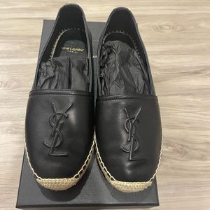 Saint Laurent Black Leather Espadrilles